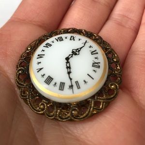 Vintage West Germany Clock Brooch